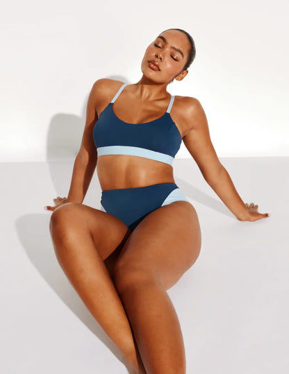 Leakproof High Rise Bikini Swim Bottom - Color Block