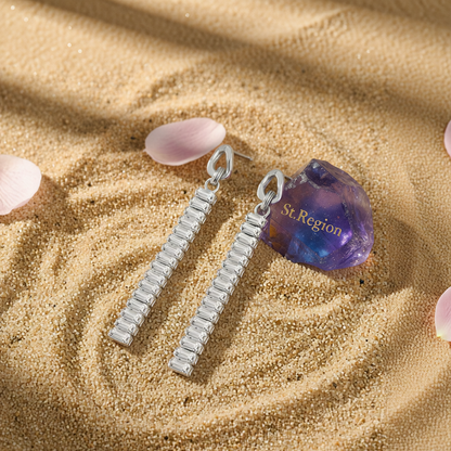 Crystal & Silvertone Cuban Chain Drop Earrings
