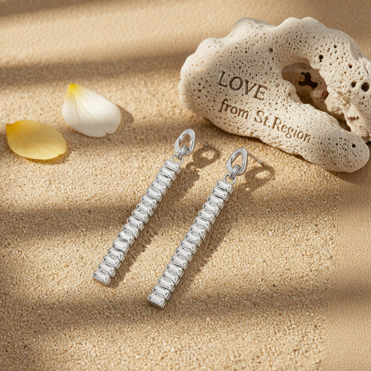 Crystal & Silvertone Cuban Chain Drop Earrings