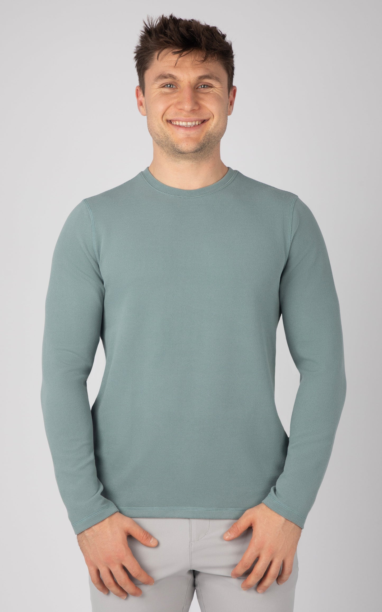 90 Degree by Reflex Men's Supreme Hyperlite Waffle Long Sleeve Crew Neck Shirt