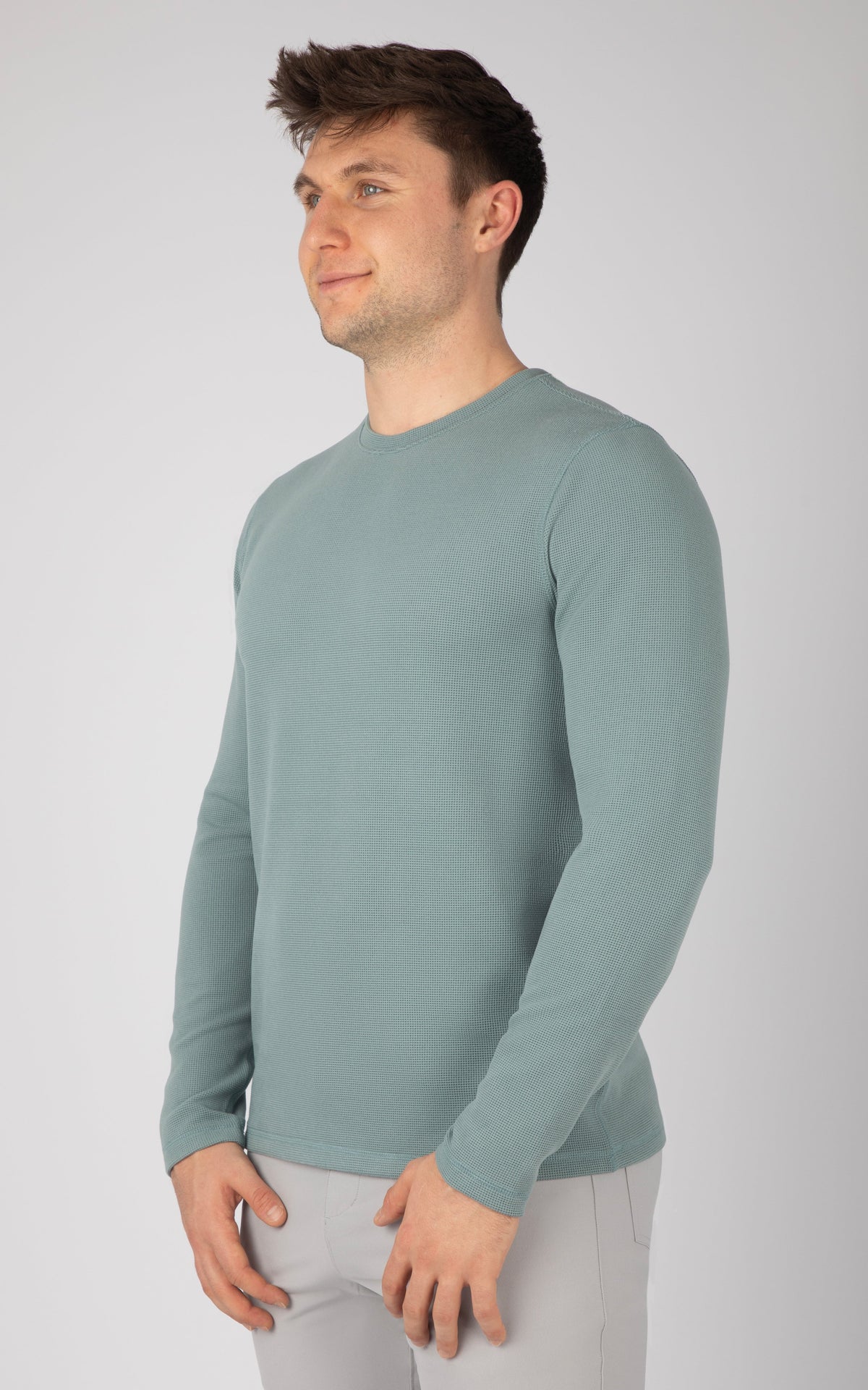 90 Degree by Reflex Men's Supreme Hyperlite Waffle Long Sleeve Crew Neck Shirt