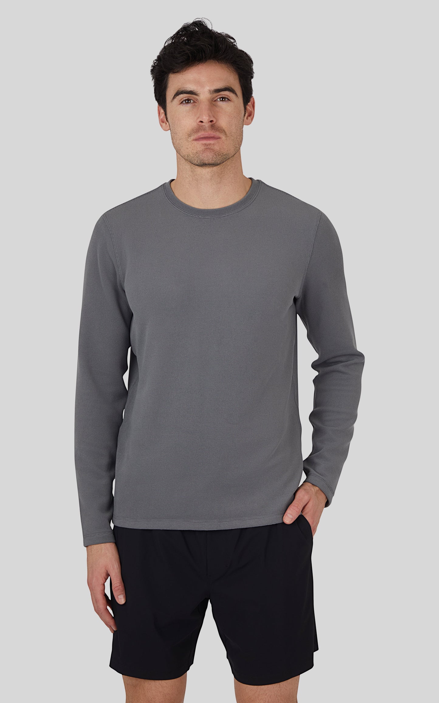 90 Degree by Reflex Men's Supreme Hyperlite Waffle Long Sleeve Crew Neck Shirt
