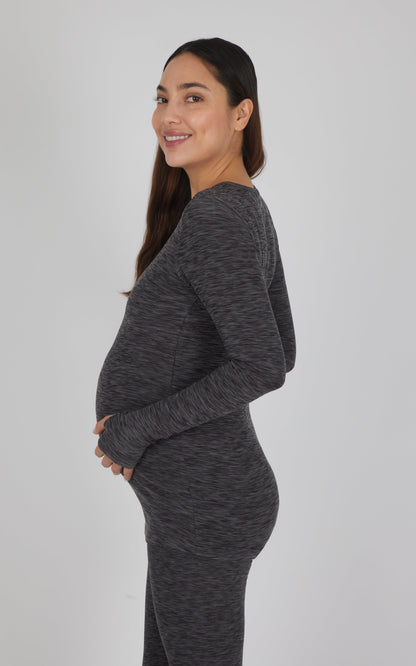 90 Degree by Reflex Maternity Heathered Long Sleeve Top