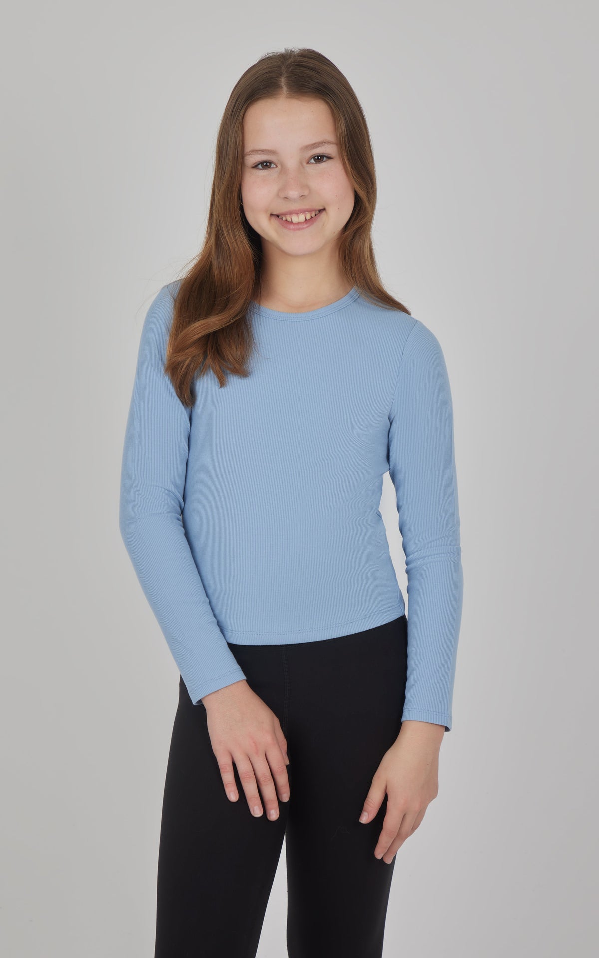 90 Degree by Reflex Girls 3 PK Ribbed Crew Neck Short Sleeve Shirt + Ribbed Crew Neck Long Sleeve Shirt