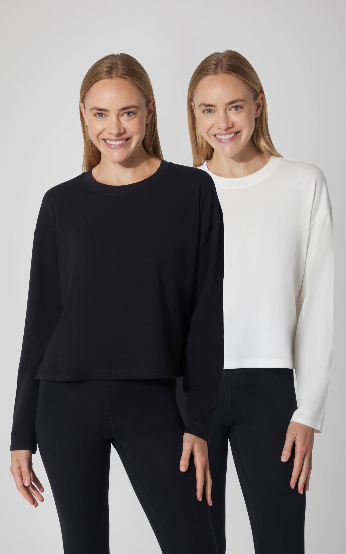 90 Degree by Reflex 2 PK Cotton Deluxe Boxy Long Sleeve Top