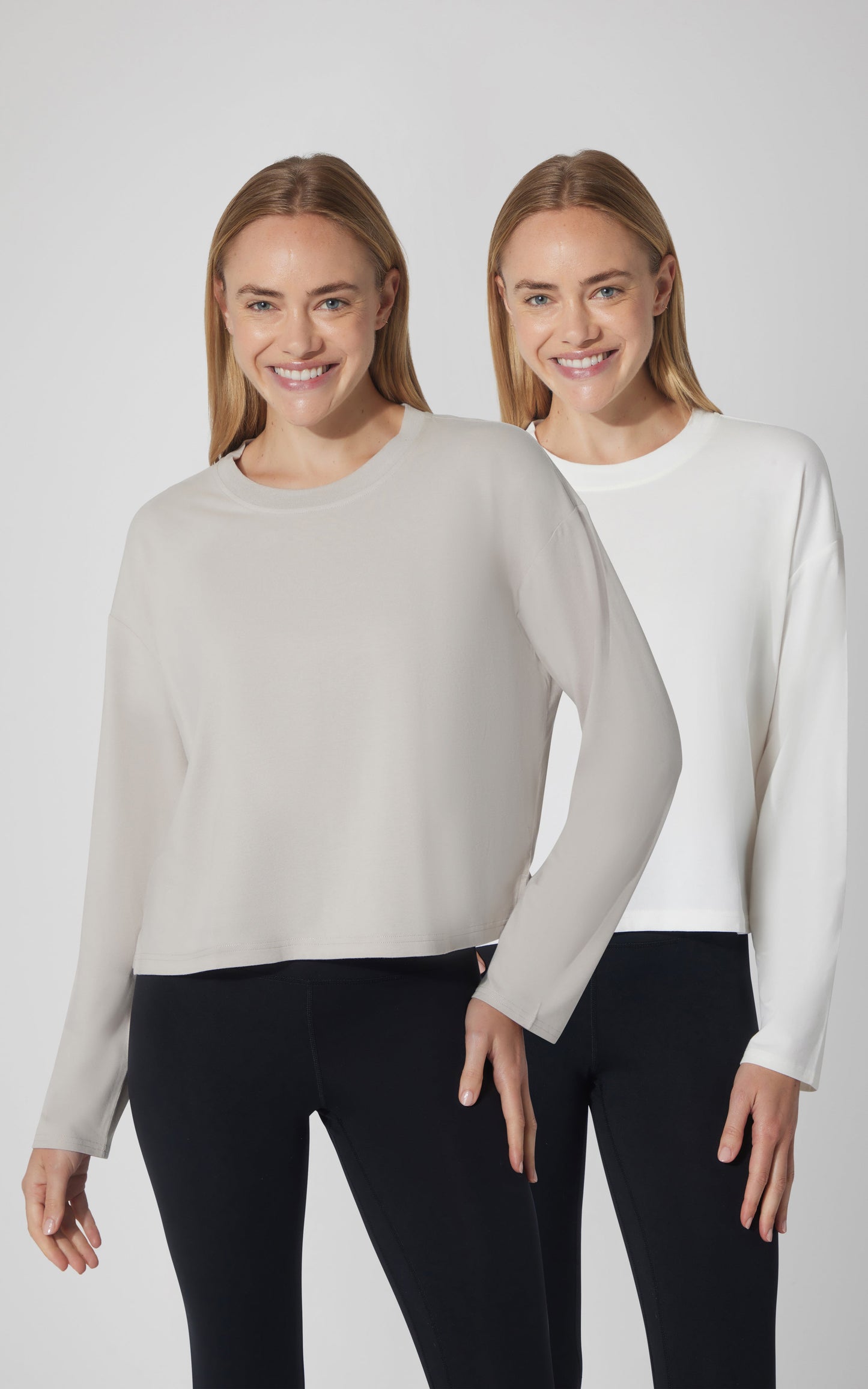 90 Degree by Reflex 2 PK Cotton Deluxe Boxy Long Sleeve Top