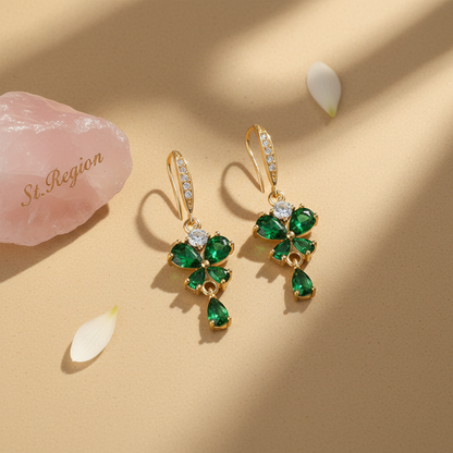 Emerald Crystal & Cubic Zirconia Goldtone Butterfly Hook Earrings
