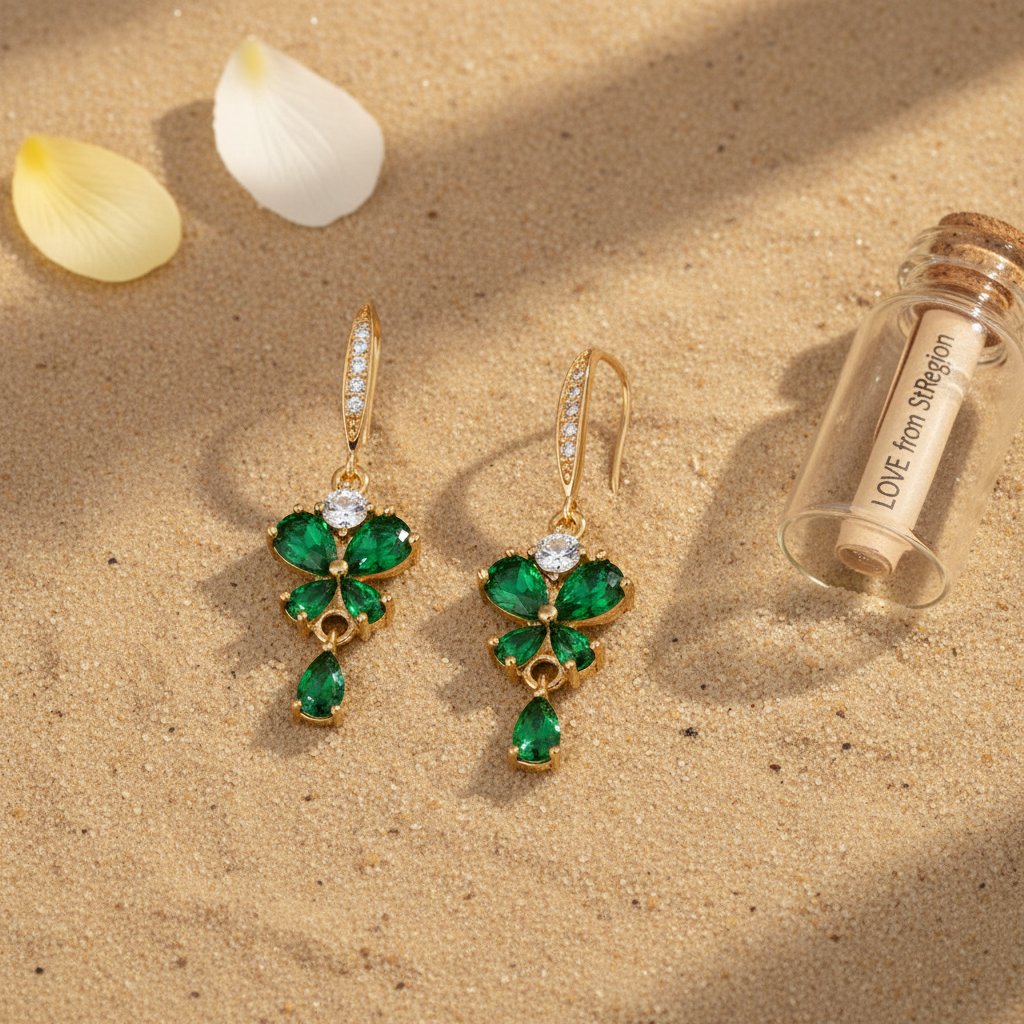 Emerald Crystal & Cubic Zirconia Goldtone Butterfly Hook Earrings