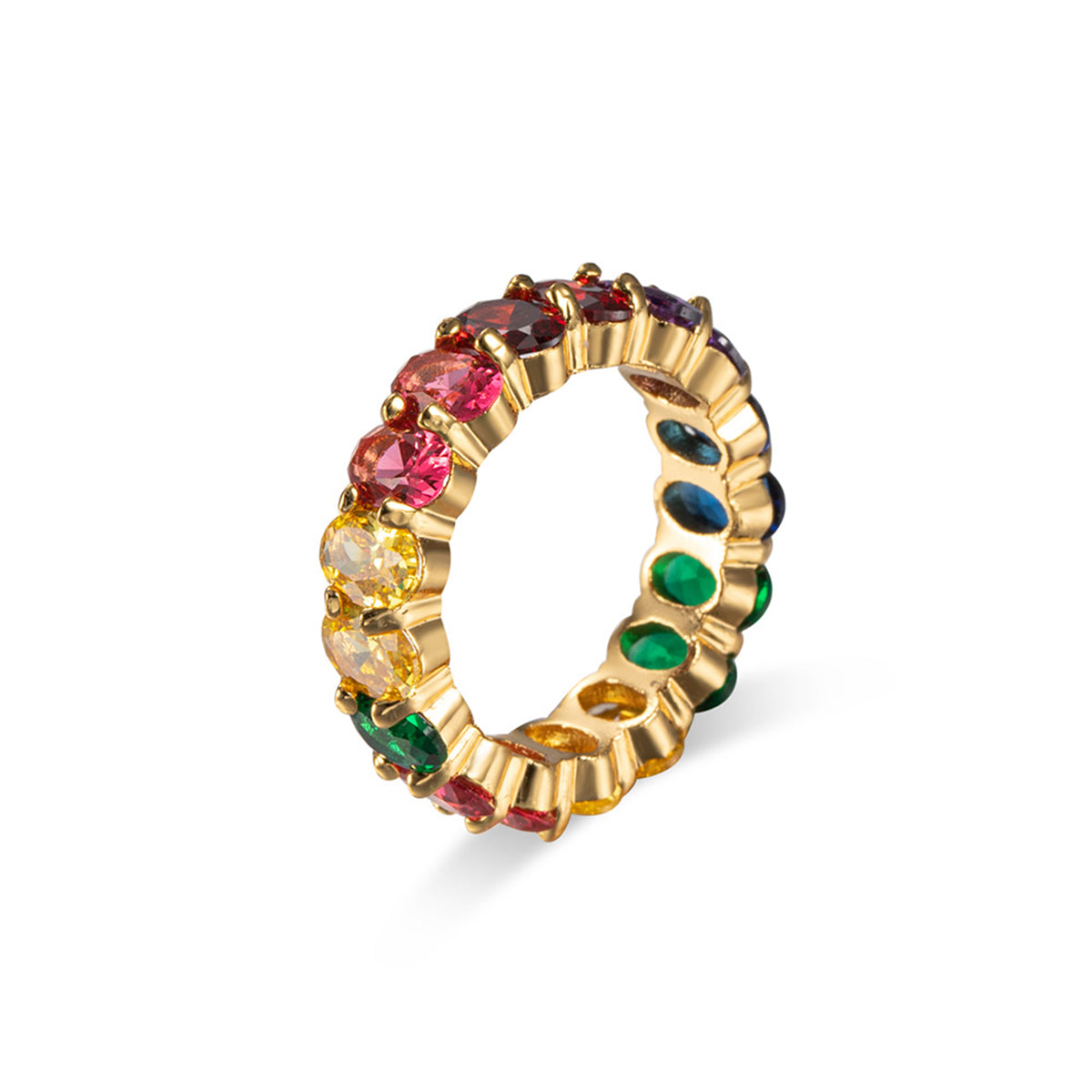 Blue Multicolor Crystal & Goldtone Rainbow Band