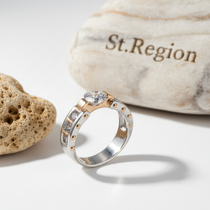 Crystal & Two Tone Cocktail Ring