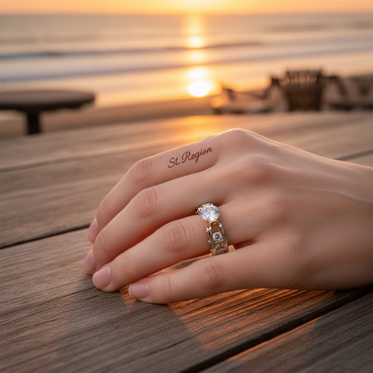 Crystal & Two Tone Cocktail Ring