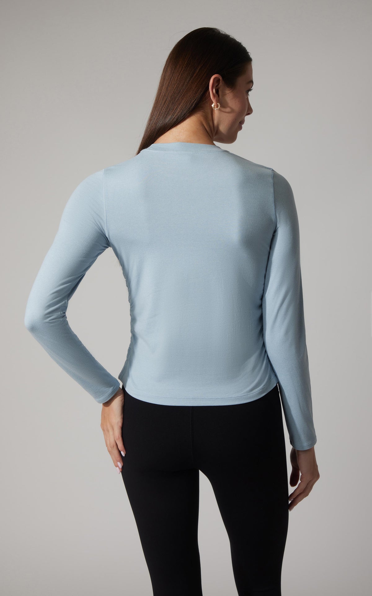 90 Degree by Reflex 2 PK Cationic Jersey Crew Neck Top with Side Ruching and Everyday Crew Neck Top