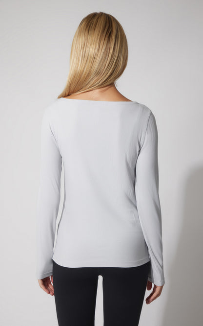 90 Degree by Reflex 2 PK Heavenly Ribbed Boat Neck Long Sleeve Top