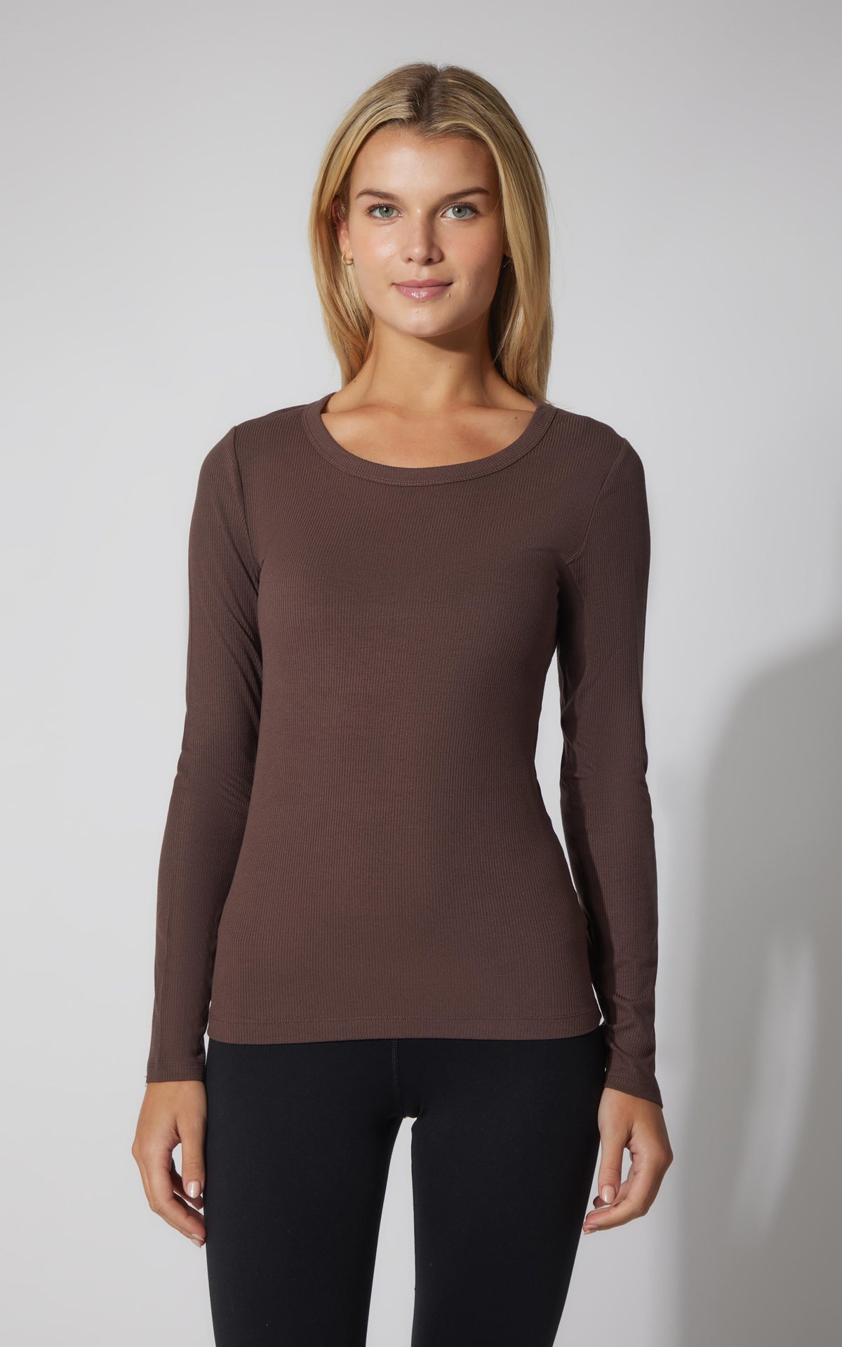 90 Degree by Reflex 2 PK Heavenly Ribbed Scoop Neck Long Sleeve Top
