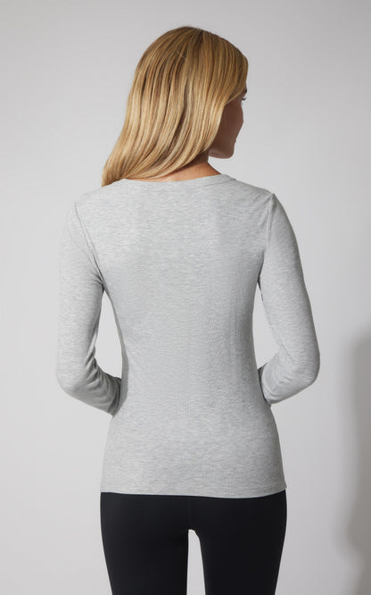 90 Degree by Reflex 2 PK Heavenly Ribbed Scoop Neck Long Sleeve Top