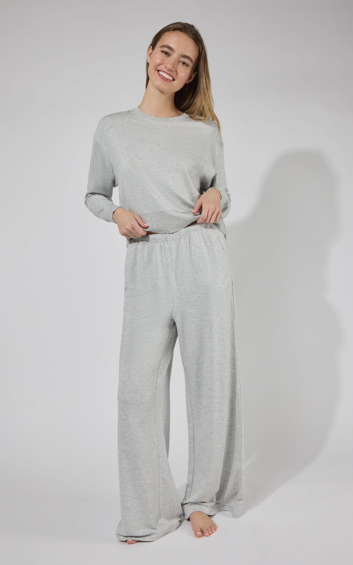 90 Degree by Reflex Modal Terry Crew Long Sleeve