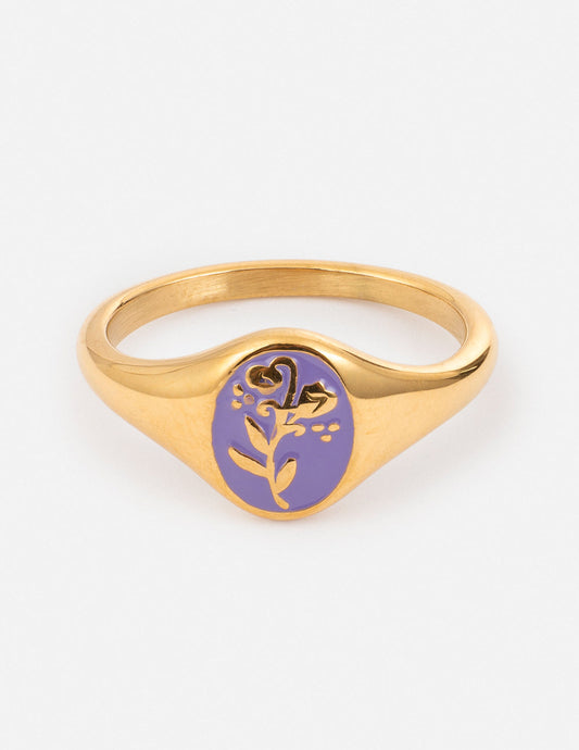 Elevated Faith Lavender Flower Signet Ring