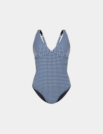 Leakproof Seersucker Sculpt Deep V One Piece Swimsuit