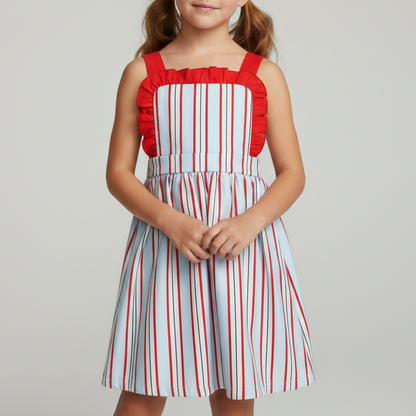All-American Stripes Dress with Ruffles