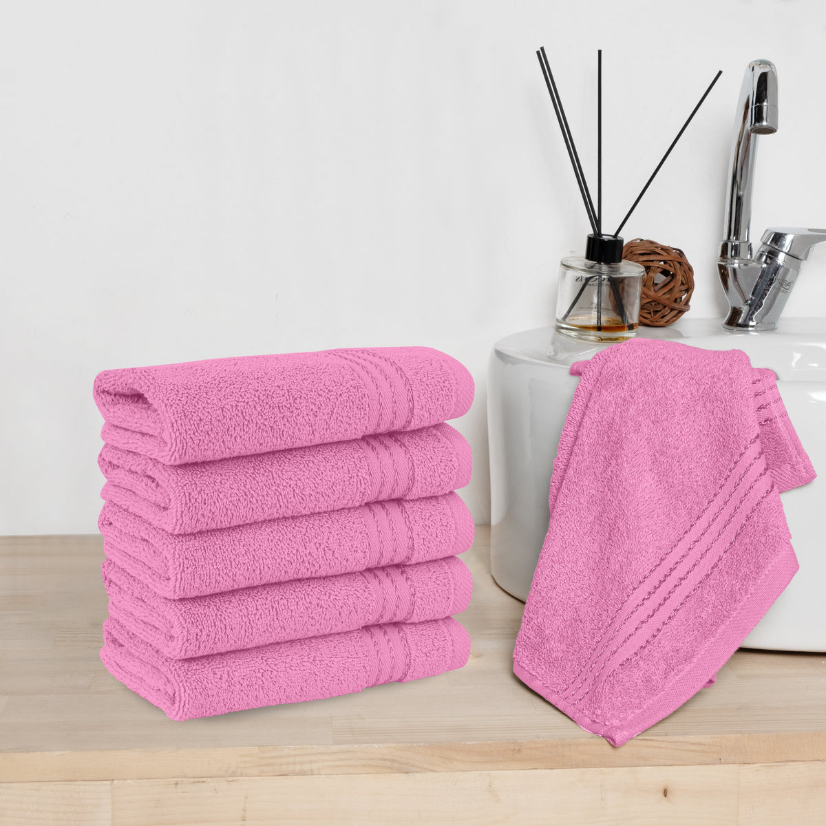 Elegant Comfort 6 Pack Premium Turkish Cotton Washcloths Set, 13 x 13 inch