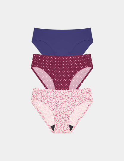 Teen Light Leakproof No-Show Bikini 3-Pack - Last Call