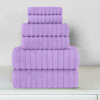 Elegant Comfort 6-Piece Turkish Cotton Corduroy Towel Set, 2 Washcloths, 2 Hand Towels and 2 Bath Towels
