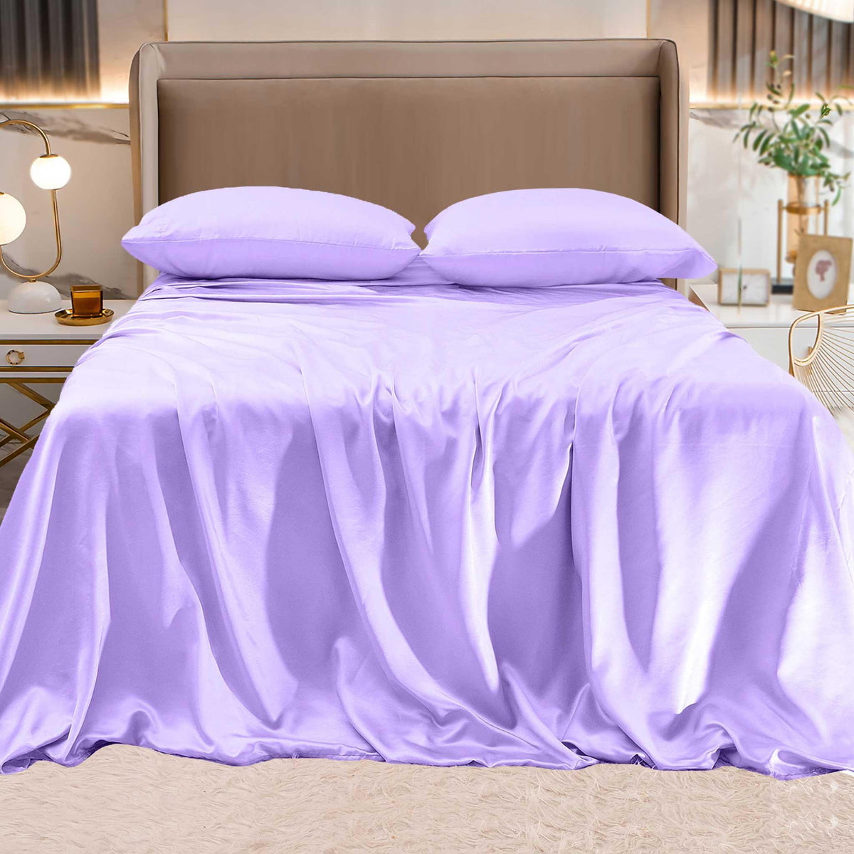 Elegant Comfort Fine 4-Piece Silky Satin Sheet Set, Bright Shades