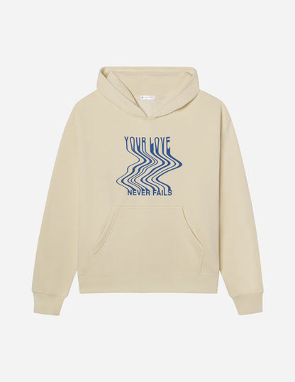 Elevated Faith Love Never Fails Cream Unisex Hoodie