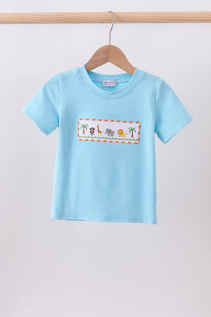 Blue animal embroidery top