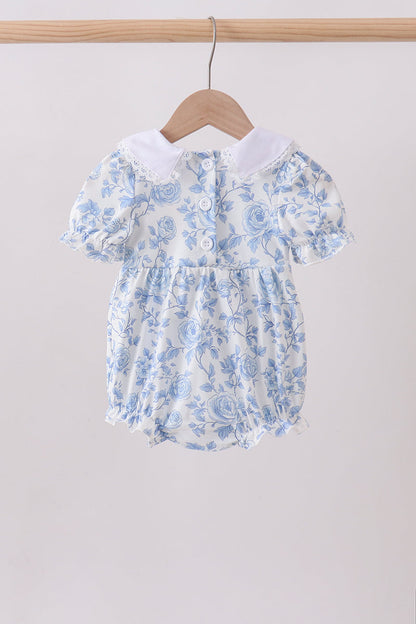 Blue rose smocked bubble