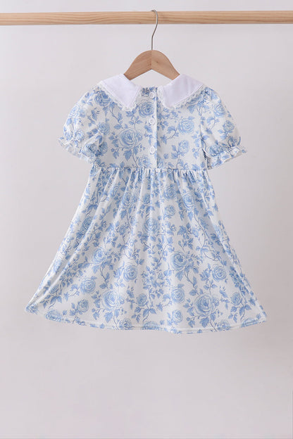 Blue rose smocked dress
