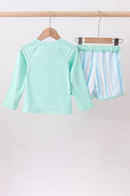 Blue stripe 2pc swimsuit