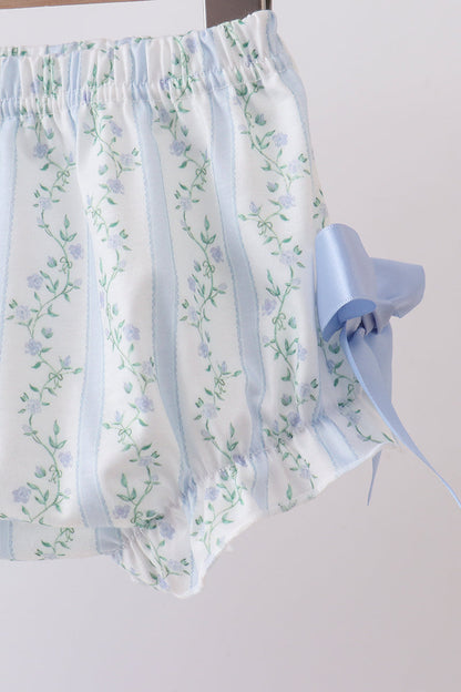 Blue character applique ruffle bloomer set