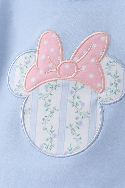 Blue character applique ruffle dress