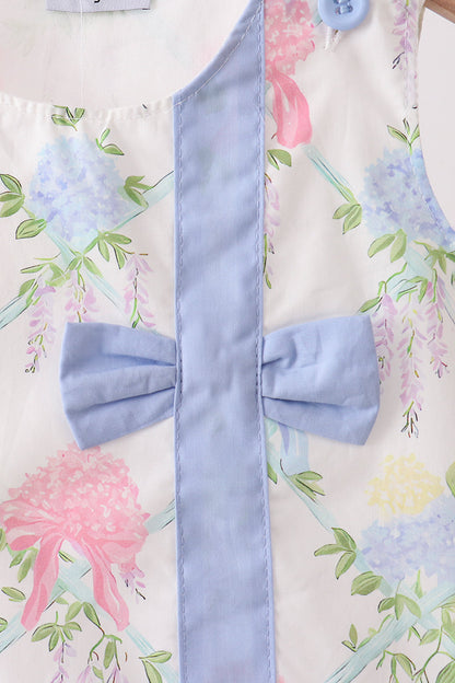 Blue Hydrangea Bow Dress