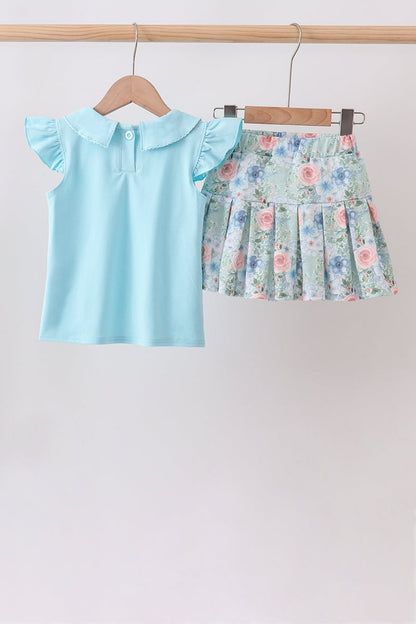 Floral Print Skorts Set
