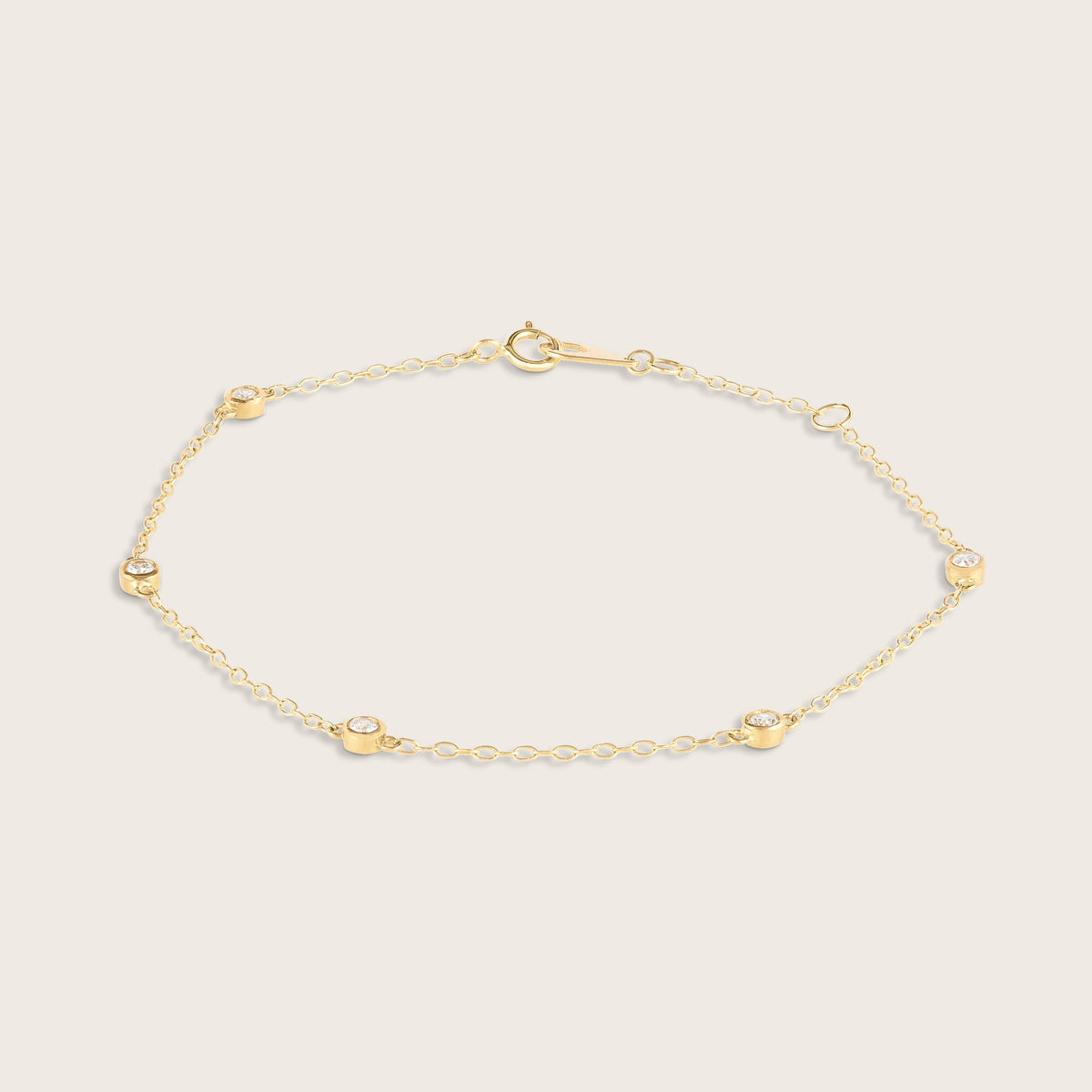 14k Yellow Gold Lab Grown Diamond Station Bracelet