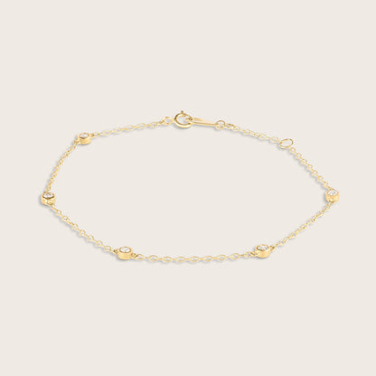 14k Yellow Gold Lab Grown Diamond Station Bracelet