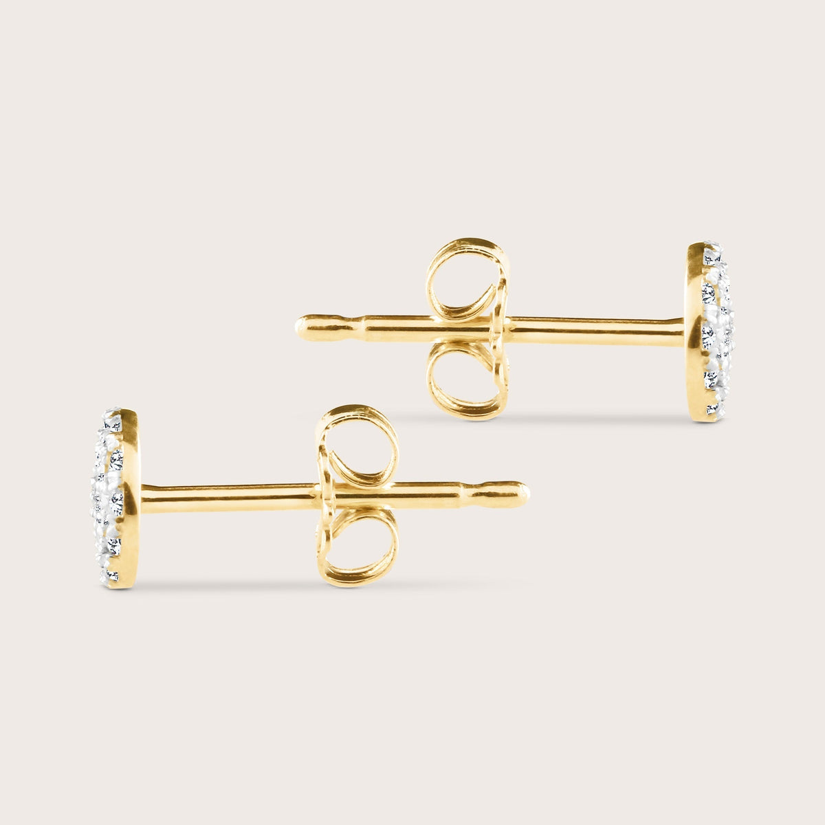 14k Yellow Gold Pavé Lab Grown Diamond Round Stud Earrings