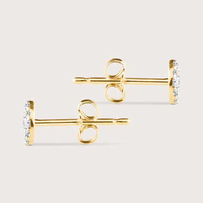 14k Yellow Gold Pavé Lab Grown Diamond Round Stud Earrings