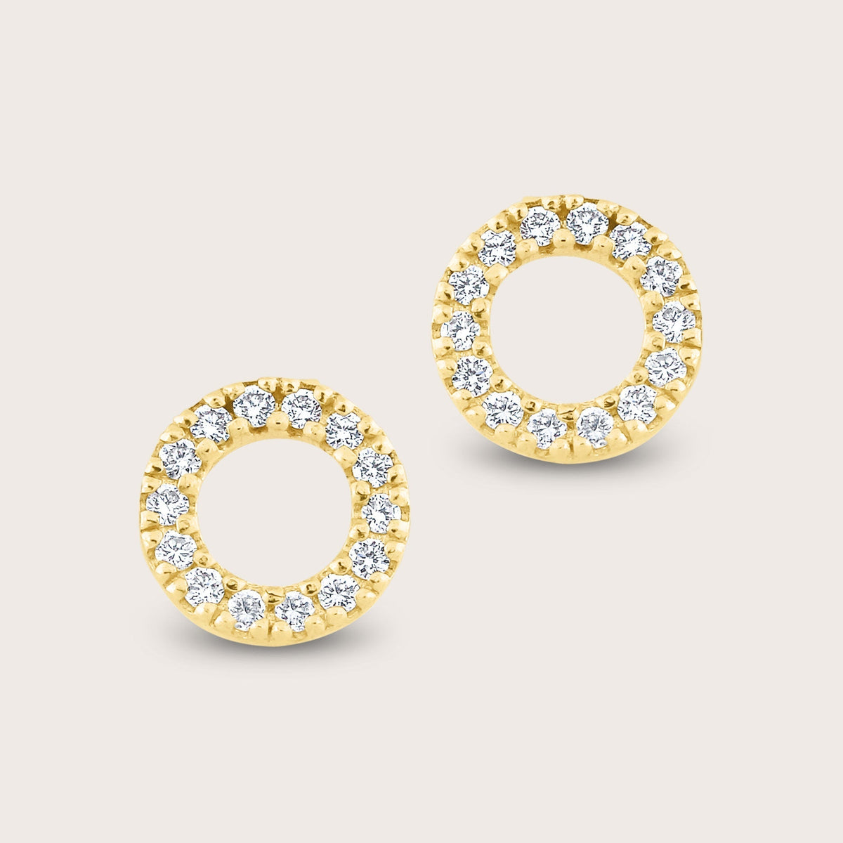 14k Yellow Gold Pavé Lab Grown Diamond Circle Stud Earrings