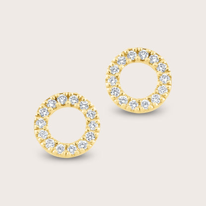 14k Yellow Gold Pavé Lab Grown Diamond Circle Stud Earrings