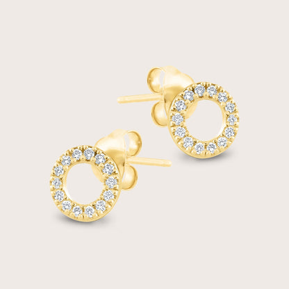 14k Yellow Gold Pavé Lab Grown Diamond Circle Stud Earrings