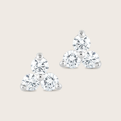 14k Gold Lab Grown Diamond Triplet Stud Earrings