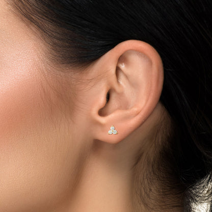 14k Gold Lab Grown Diamond Triplet Stud Earrings