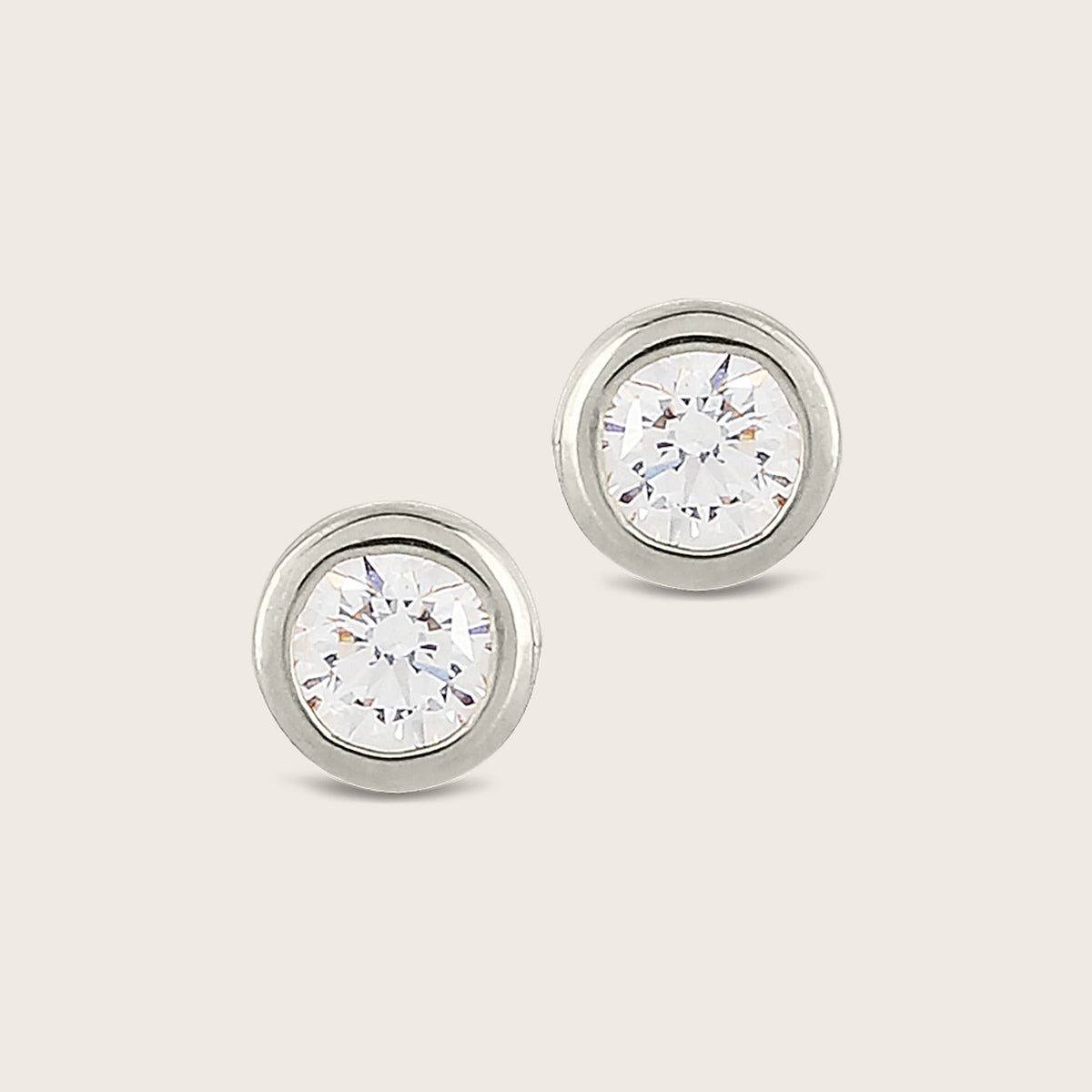 14k Gold Bezel Lab Grown Diamond Stud Earrings