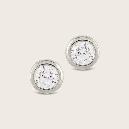 14k Gold Bezel Lab Grown Diamond Stud Earrings