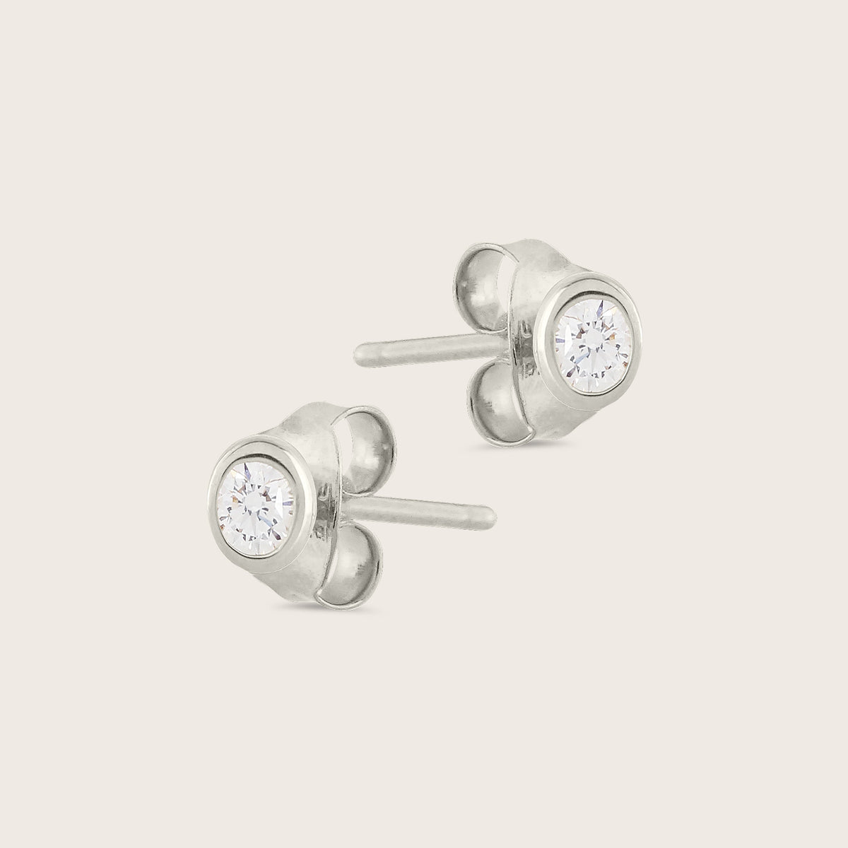 14k Gold Bezel Lab Grown Diamond Stud Earrings