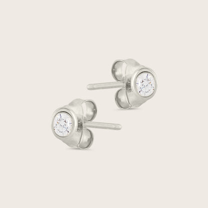 14k Gold Bezel Lab Grown Diamond Stud Earrings