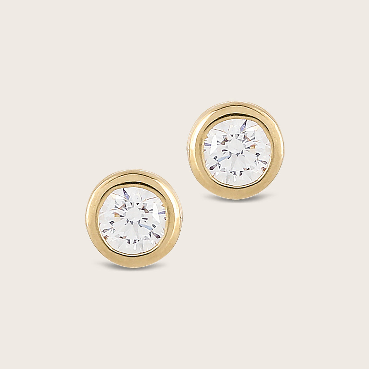 14k Gold Bezel Lab Grown Diamond Stud Earrings